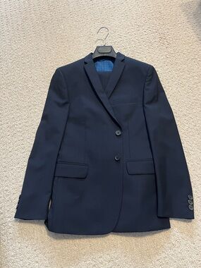 TALLIA Men's Dark Navy Two-Button Tailored Blazer